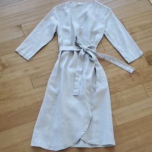 Linenfox Rosemary wrap dress in Ice Gray
